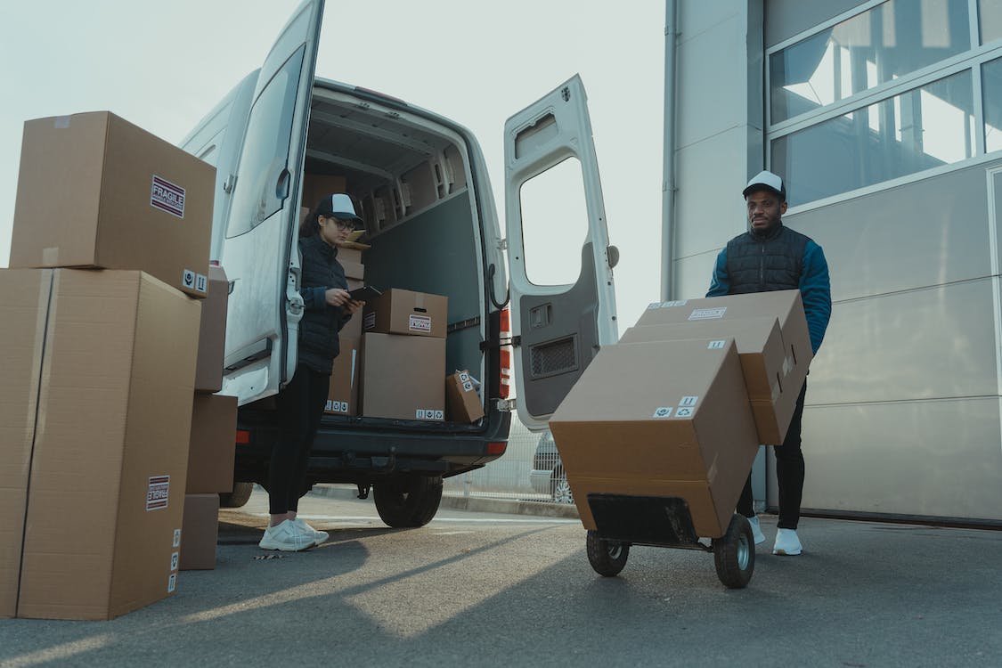 Loading boxes on truck