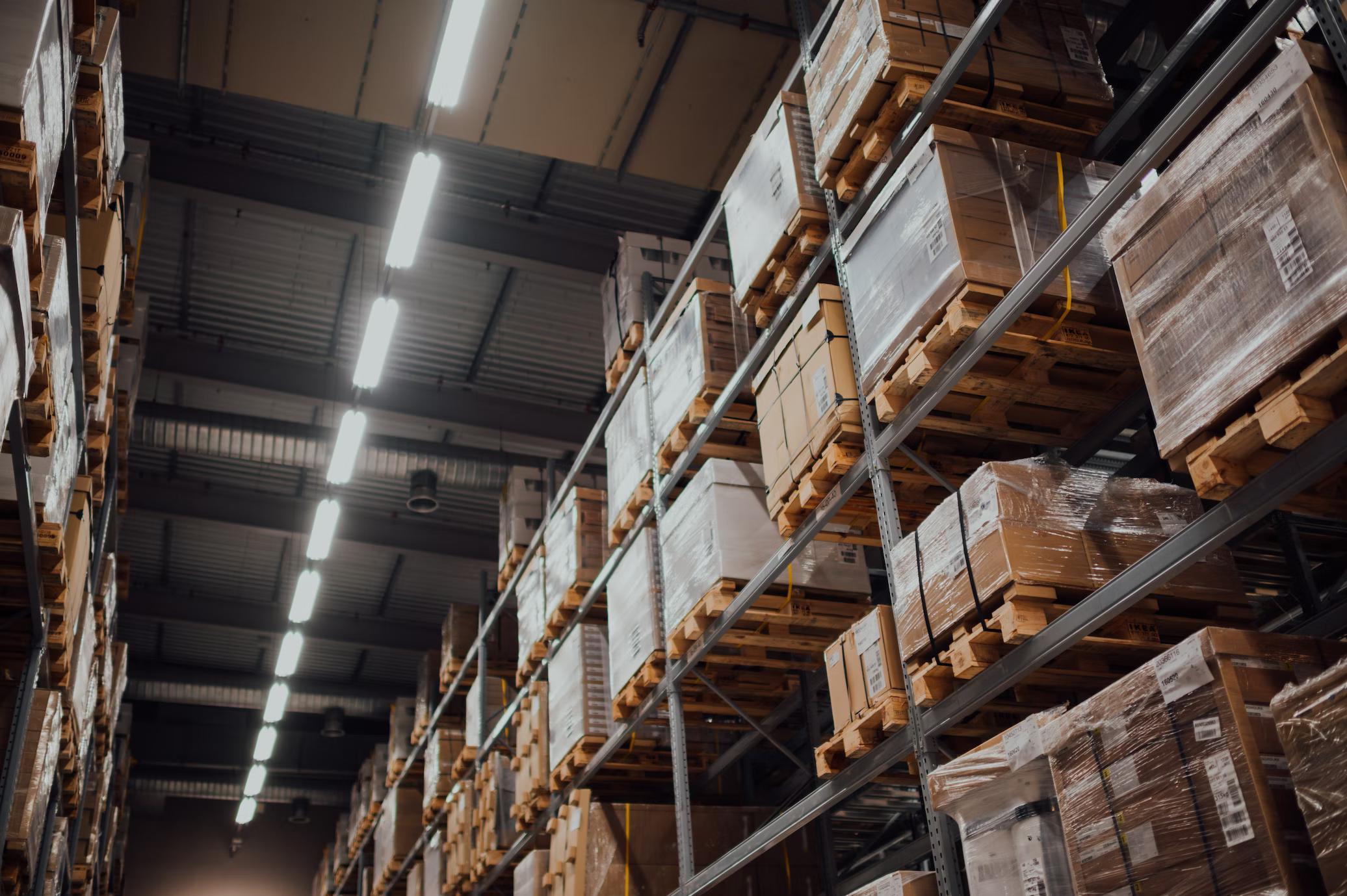 Warehouse shelves and racks